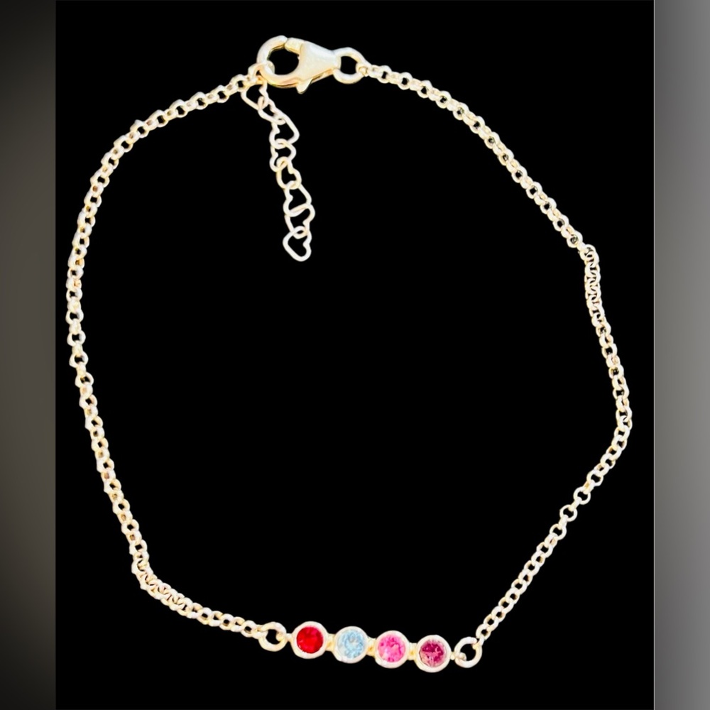 925 gemstone crystal ankle bracelet.